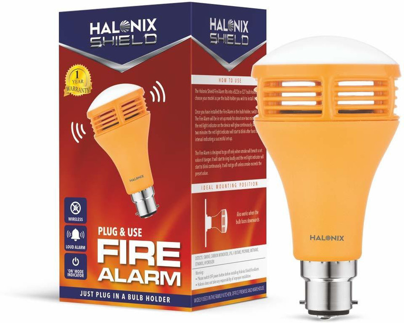 HALONIX Alarm Plug and use Detects Smoke,Carbon Monoxide,LPG,Methane,Hydrogen Smoke and Fire Alarm(Wall Mounted)