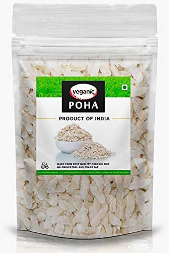 Veganic Organic Poha (Flattened Rice) | Special White Rice Flakes Poha (Medium Grain, Raw)(1 kg)