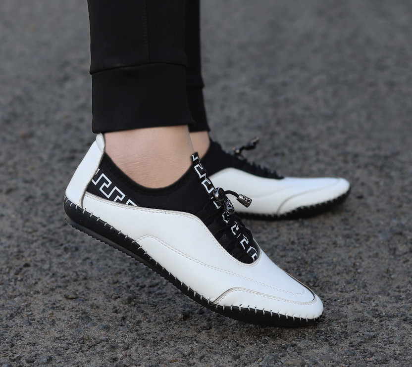 Krors Mens White Casual Loafers Shoes 