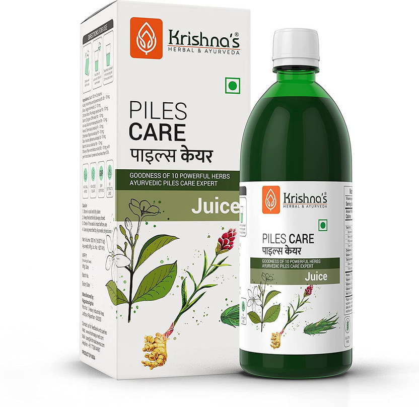 Krishna's Herbal & Ayurveda Piles Care Juice | Beneficial for Piles, Fistula and Fissure | Helps Stop Bleeding | Reduces Pain | Removes Lumps | Pure Herbal and Natural(500 ml)