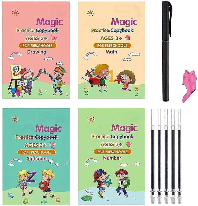 ALORNOR Magic Calligraphy Copybook Set Practical Reusable Writing Tool Simple Hand(Multicolor)