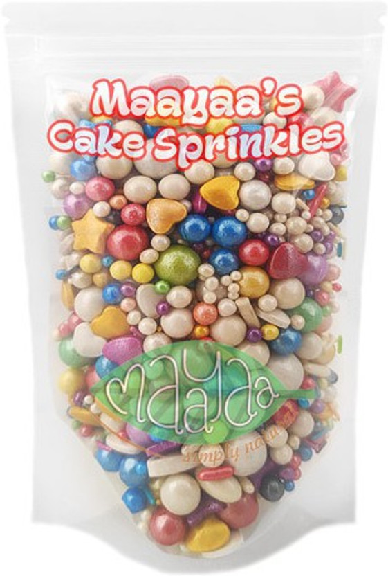 MAAYAA - Simple Natural Rainbow Colors Stars Hearts Vermicelli Sugar Balls, Cake Decoration Sprinkles Sprinkles(100 g)