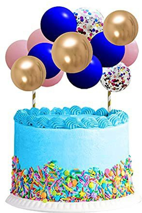 Rozi Decoration Mini Balloon Cake Topper for Theme Birthday Cake Decor Items Cake Topper(Purple & Gold Pack of 12)