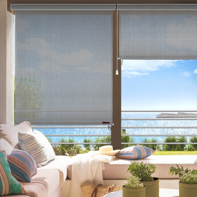 Hippo Roller Blind Cord Drawn On Window(Polyethylene (PE), 274 cm x 122 cm, (8.99 ft x 4.0 ft))
