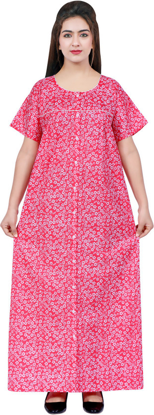 NACNO Women Nighty(Red)