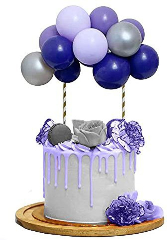 Rozi Decoration Mini Balloon Cake Topper for Special Birthday&Anniversary Cake Decorations Items Cake Topper(Purple Pack of 18)