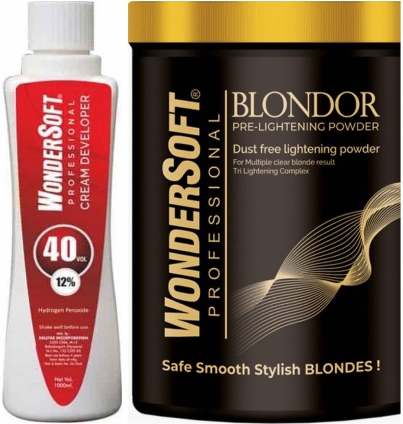 Wondersoft Professional Hair Blonder Powder With 40 Volume Cream Developer 500ml Price in