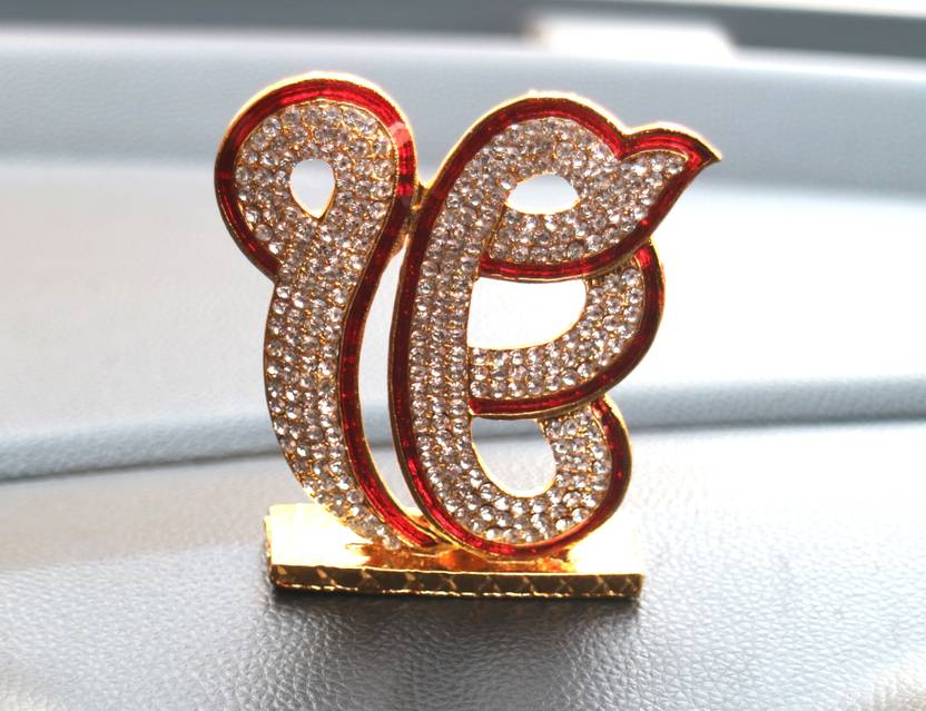 CAR Dashboard Temple MANDIR (EK OMKAR GOLD) 10 cm Automobile Showpiece