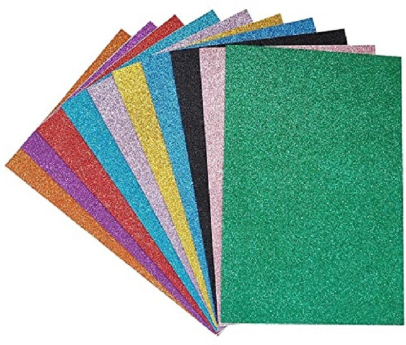 Eclet A4-10 Sheet Glitter Non Adhesive Sheets (A4 Size) Art & Craft paperGlitter Sheet Paper(Colour Sheet) for Craft,Multicolor A4 200 gsm Drawing Paper(Set of 100, Multicolor)