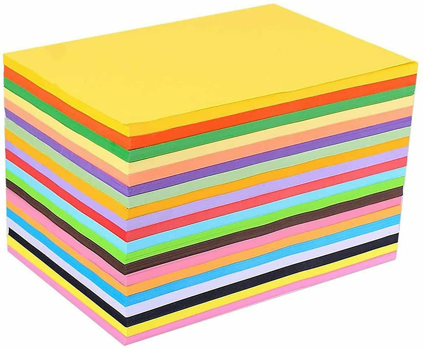 KRASHTIC A4 One Side Color Sheet Set of 50 for Origami, Printing, Decoration Plain 28x21 cm 70 gsm Origami Paper(Set of 50, Multicolor)