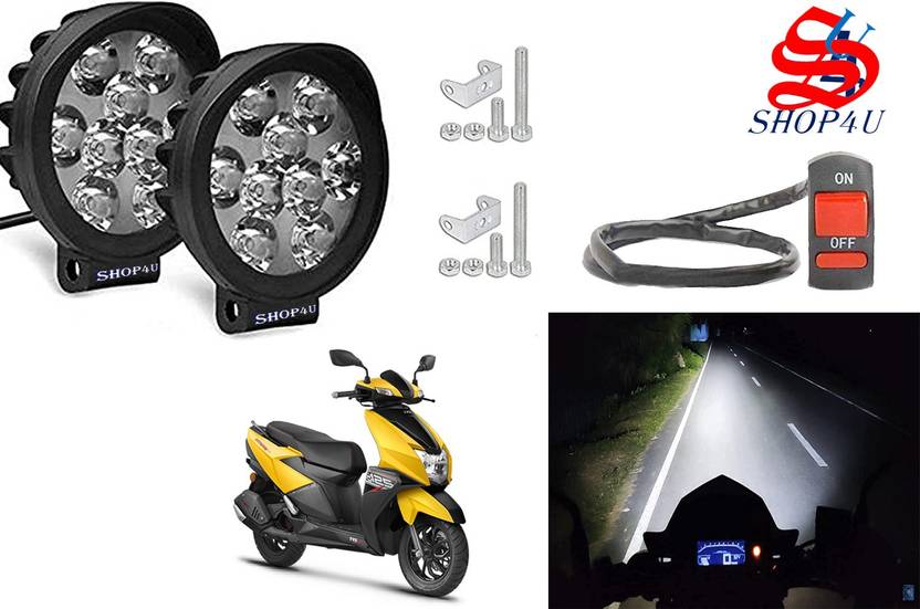 SHOP4U Waterproof 9 Cap LED Fog Light with Switch for TVS NTORQ 125