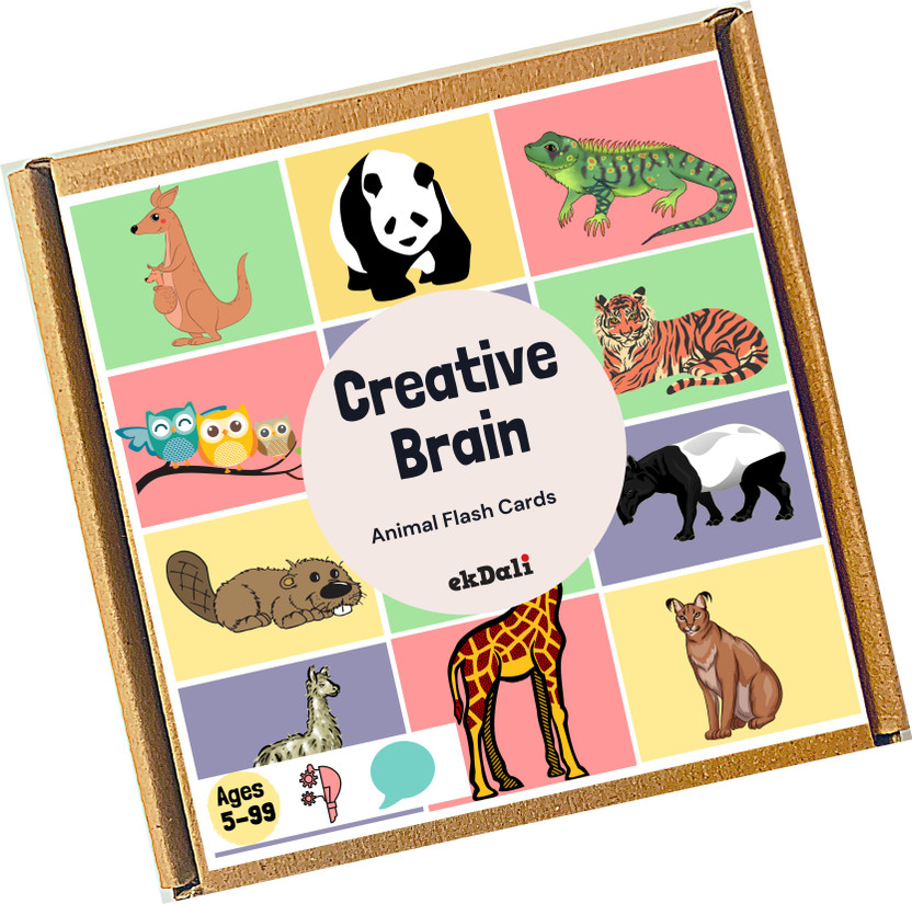 ekdali Creative Brain Flash Card: Learn in 4 minutes| Animals of the world(Multicolor)