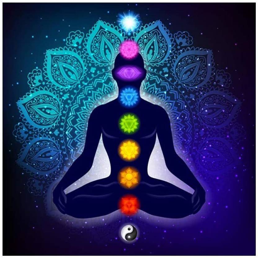 Indian Seven Chakra Meditation Canvas Wall Art, Prints Colorful Hanging