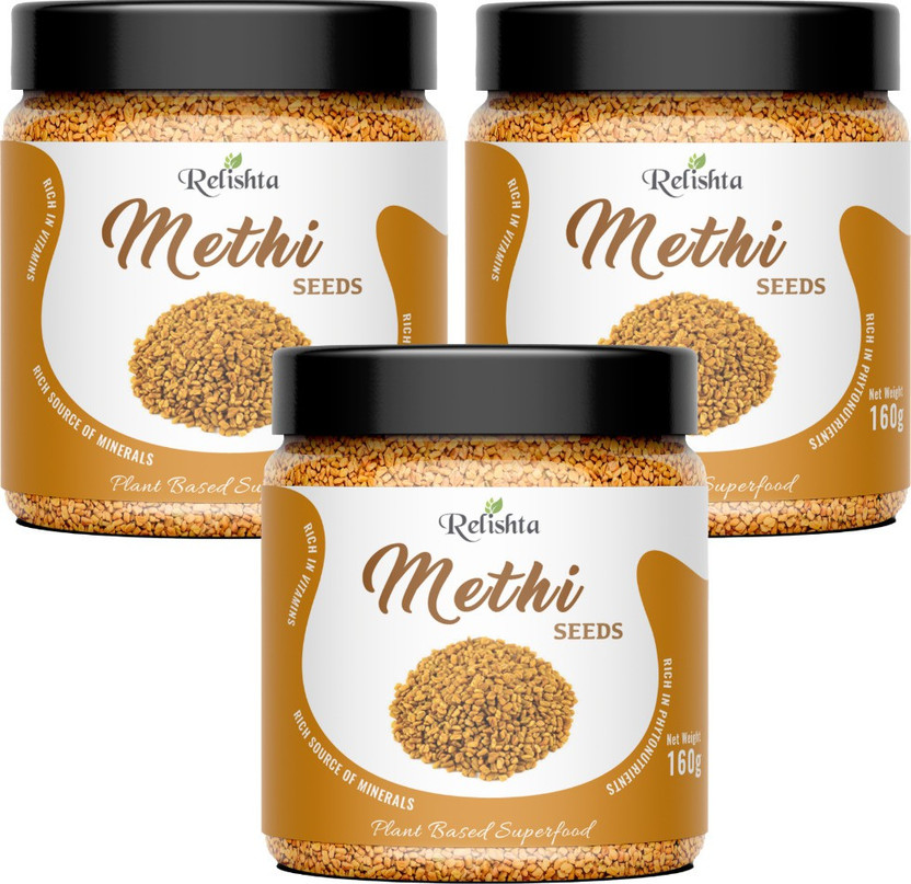 Relishta Healthy Methi Seeds | Fenugreek Seeds | Therapeutic | Diabetic Friendly Mixed Seeds(3 x 160 g)