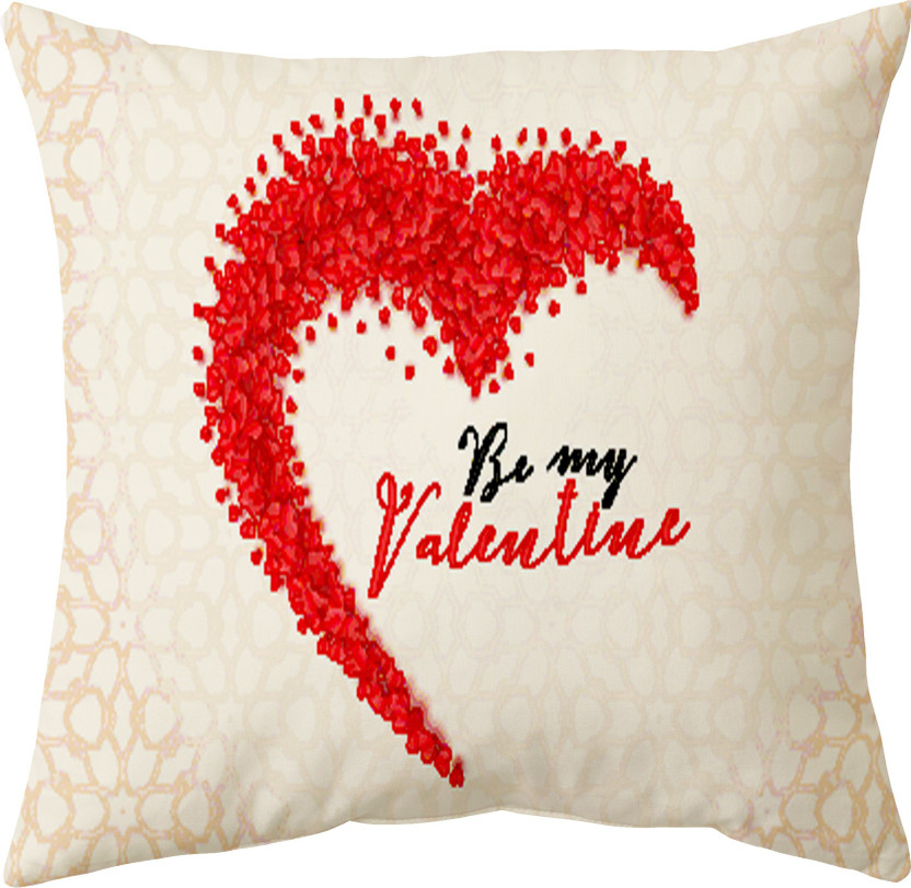 Tarun Crafts Microfibre Floor Cushion Pack of 1 Quotes Valentine's Day(Multicolor)