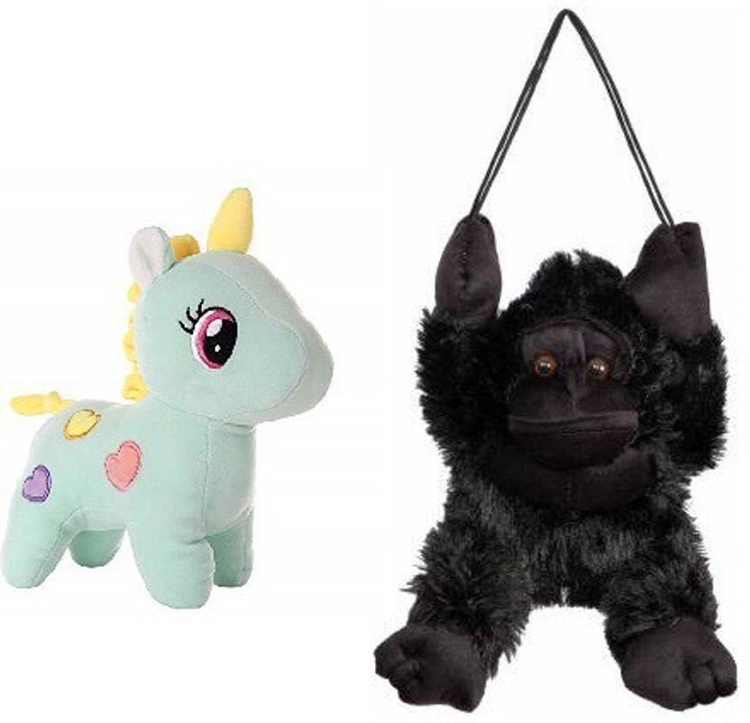 Ktkashish Toys soft toy gorilla with green unicorn (2530 cm) 30 cm