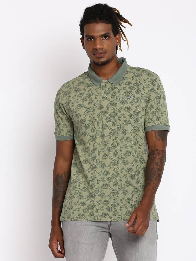 Wrangler Printed Men Polo Neck Green T-Shirt - Buy Wrangler Printed Men  Polo Neck Green T-Shirt Online at Best Prices in India 