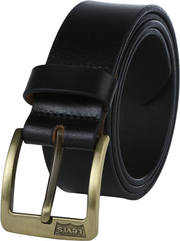 Men Casual Black Genuine Leather Belt 