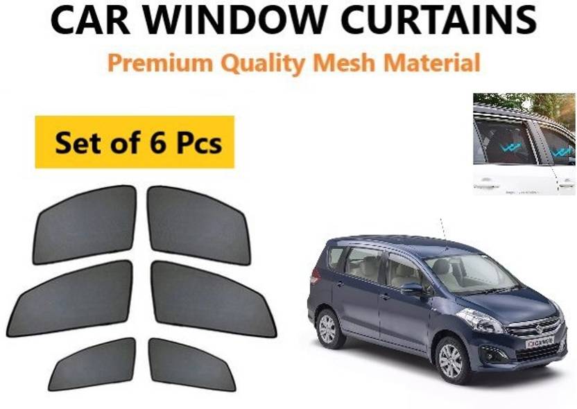 CAR WINDOW SHADE/CURTAIN FOR MARUTI ERTIGA (SET OF 6PCS, BLACK