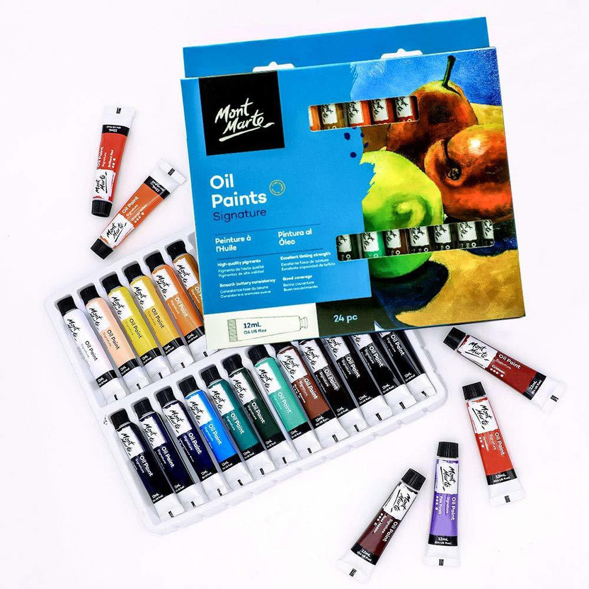 Mont Marte Oil Paints for Painting - 24 Pieces in 12 ml Tubes(Set of 24, Multicolor)