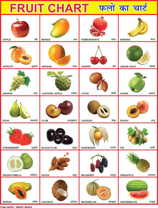 Early Learning Educational Charts for Kids Fruits Chart For Kids