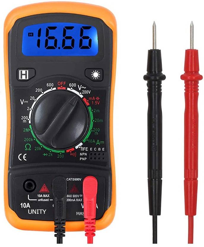 Glun Digital Meter with Big LCD Display & Rubber Case, Measures AC/DC