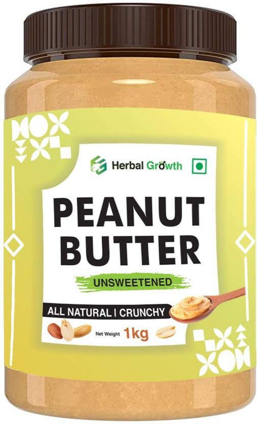 HERBAL GROWTH Natural Peanut Butter Unsweetened High Protein Crunchy