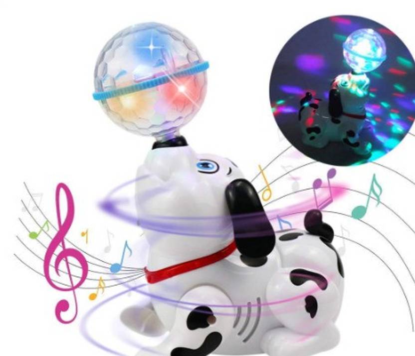 CADDLE & TOES Dancing Rotating Dog Toy with Music Sound 3D LED Light