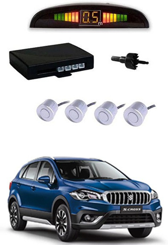 RKPSP Increased Safety for passengers Car White Parking Sensor LED Display/4 Parking Sensors Alarm Kit For S-Cross Parking Sensor(Ultrasonic Systems)