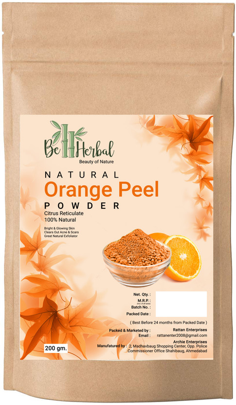 BE HERBAL Orange Peel Powder for Glowing Skin & Brightening | 100% Natural & Organic(200 g)