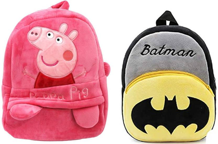 SB07 Combo Of Kids School Bag (Peppa Pig & Batman)Fabric Cartoons Bag For  Kids 11 L Backpack Multicolor - Price in India 