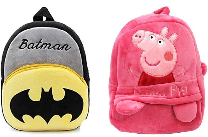 SB07 Combo Of Kids School Bag (Batman & Peppa Pig)Fabric Cartoons Bag For  Kids 11 L Backpack Multicolor - Price in India 