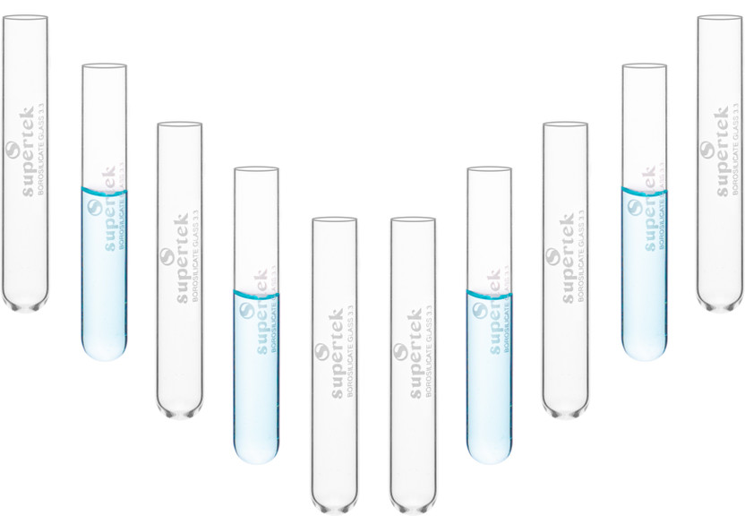 Supertek 5 ml Plain Borosilicate Glass Test Tube(7.5 cm 300 K Pack of 10)