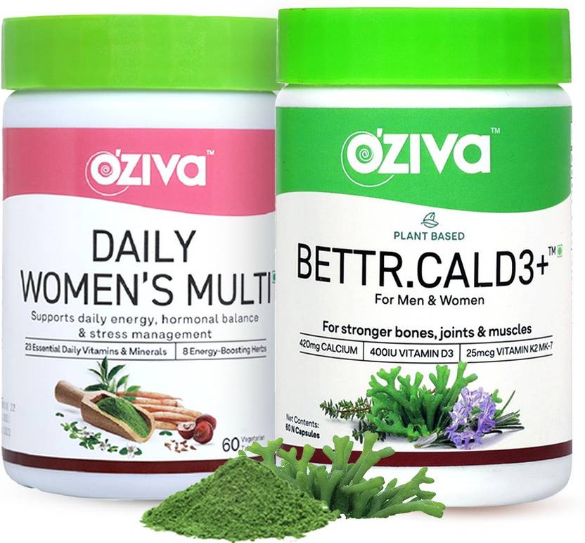 OZiva Daily Womens Multivitamin Tablets (60 Tablets) + Bettr.CalD3+ (60