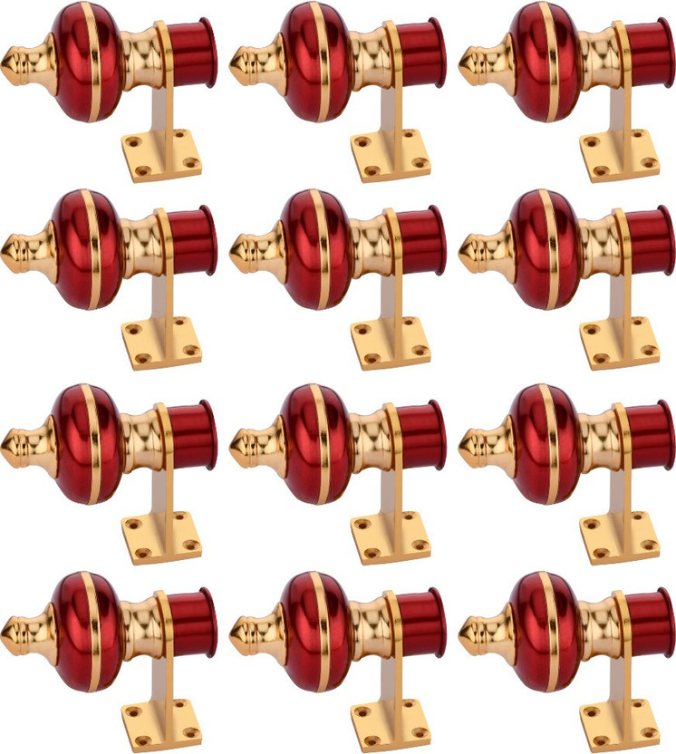 Sun Shield Gold, Maroon Curtain Hooks Metal(Pack of 12)