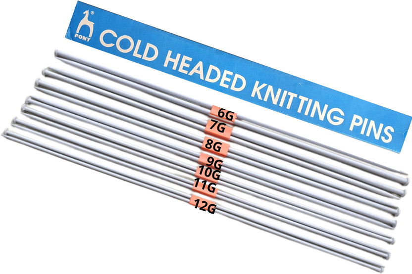 Artonezt Pony Single Point Round Knob Long Aluminium Cold Headed Knitting Pins -6G to 12G Knitting Pin(Pack of 14)