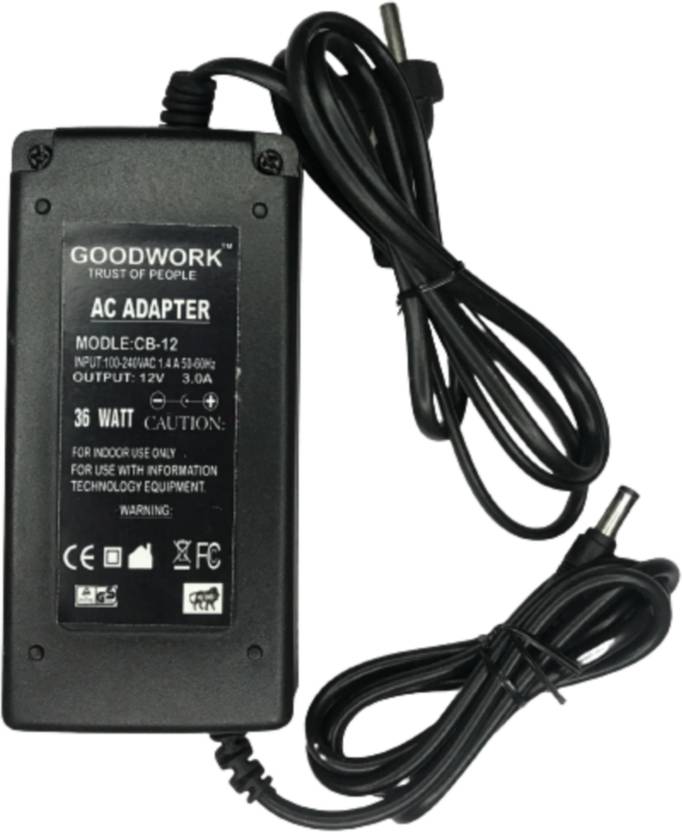 Goodwork 12 Volt 3 Amp Power Adapter (36watt) Charger Worldwide Adaptor