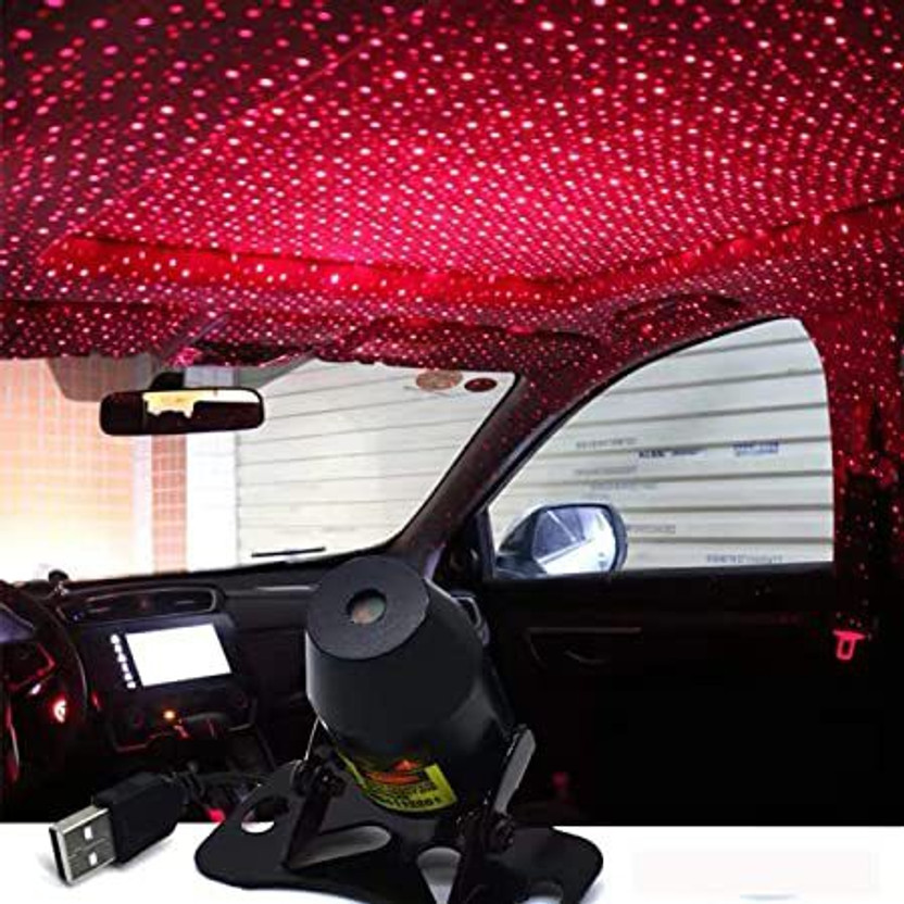 CARWORLD Interior Car Roof Full Projection Laser USB Atmosphere Ambient Star Light LED Car Fancy Lights(Black)