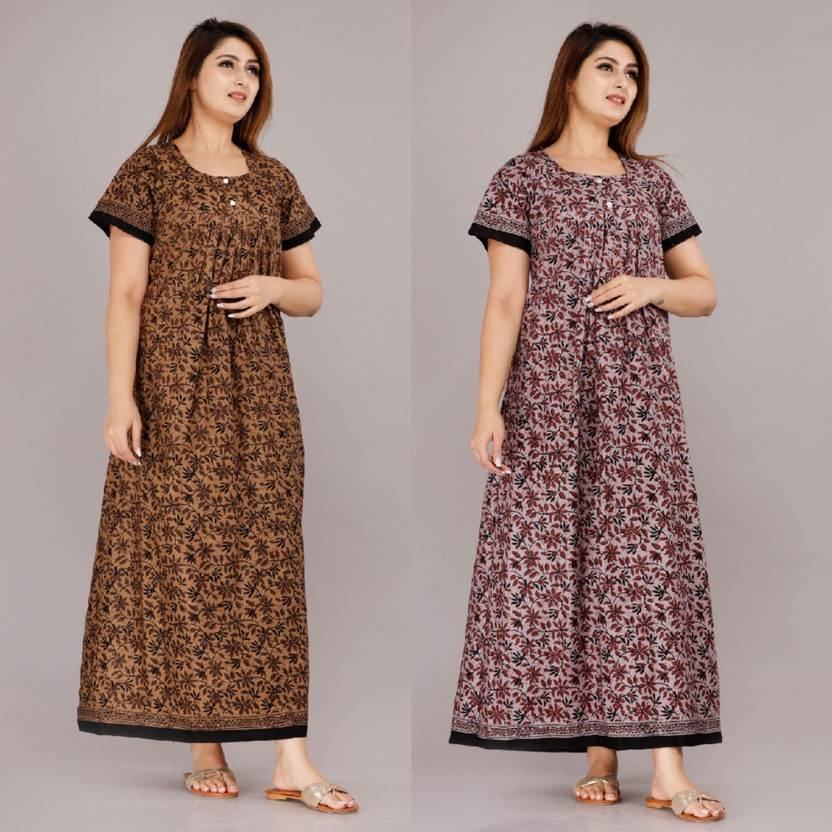 YPRINTS YPRINTS Women Nighty(Brown, Multicolor) - Flipkart Deal