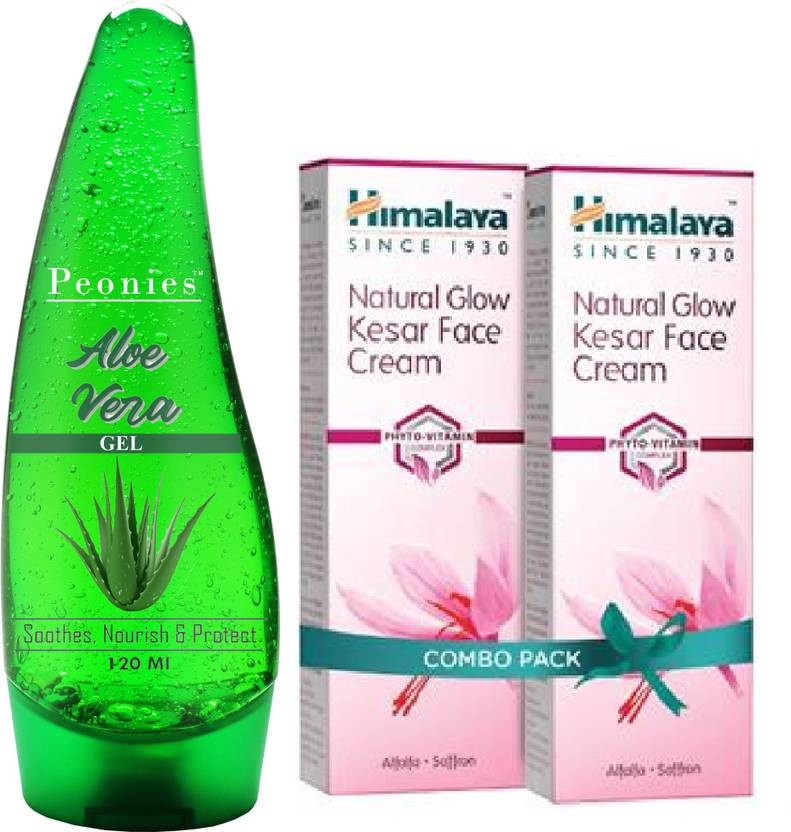 Peonies Alovera Gel 120ml & Himaaya Natural Glow Kesar Face Cream 25g