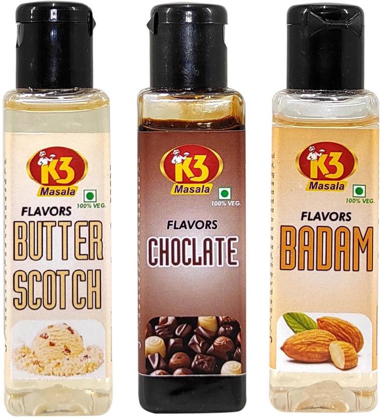 K3 Masala Badam,Butter Scotch and Chocolate Flavor food Essence.(30gm