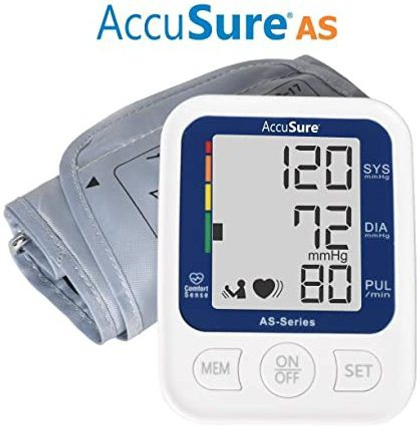 AccuSure Automatic AS series Blood pressure monitoring device with Advance Fetures AccuSure AS Series Blood Pressure Monitoring System Bp Monitor(White)