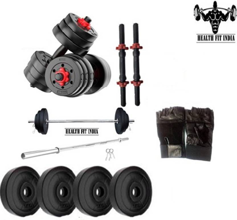 HEALTH FIT INDIA 18 Kg Gym Kit ,3 feet Straight Rod,15.5 inch Dumbbell