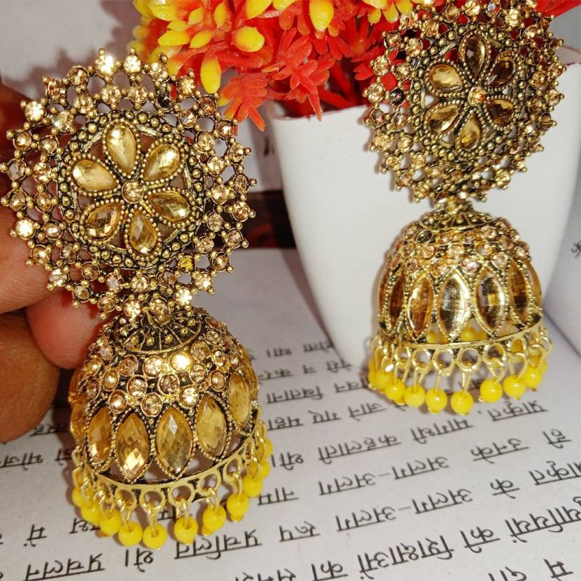 Flipkart.com - Buy ACD FASHION Latest Collection Kundan Jhumka earrings for  Girls and Woman (Yellow Color) Alloy Jhumki Earring Online at Best Prices  in India