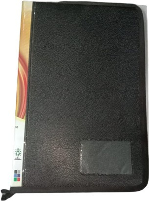 MONDAL ONLINE SHOP LEATHER ZIPPER BLACK OFFICE FILE(Set Of 1, Black)