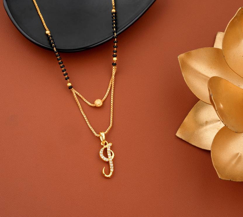 Bright Style J Letter Mangalsutra For Girls Women Gold Plated Alloy Design Alphabet Name Gold Plated Pendant Locket New Model 18 Inch Mangalsutras Alloy Mangalsutra Price In India Buy Bright Style J Letter
