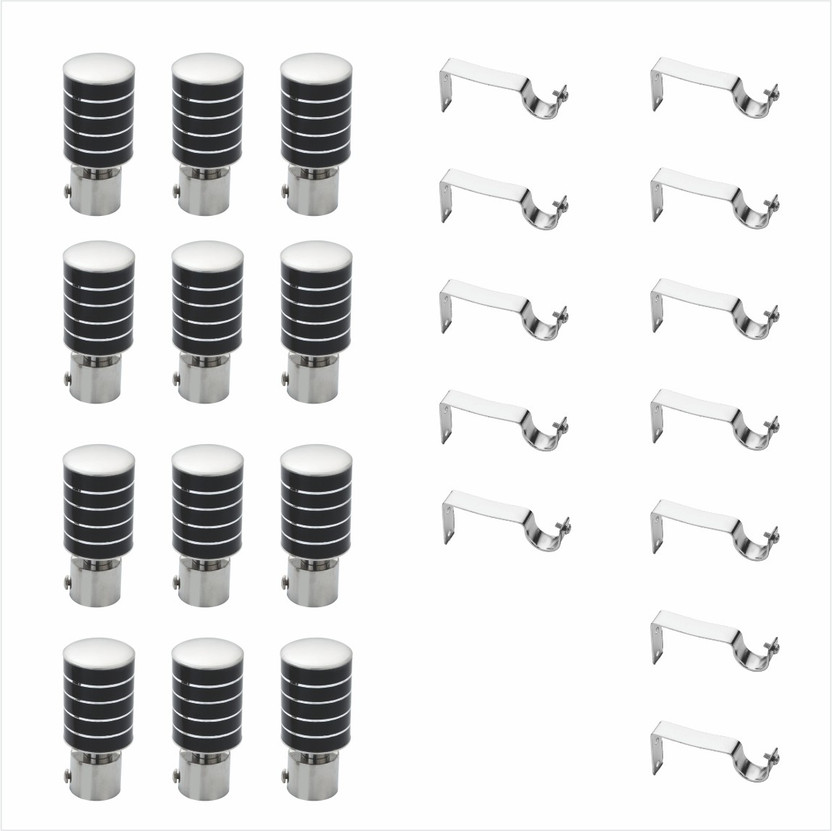Panthera Panthera Black, Silver Curtain Knobs, Rod Rail Bracket Metal(Pack of 12) - Flipkart Deal