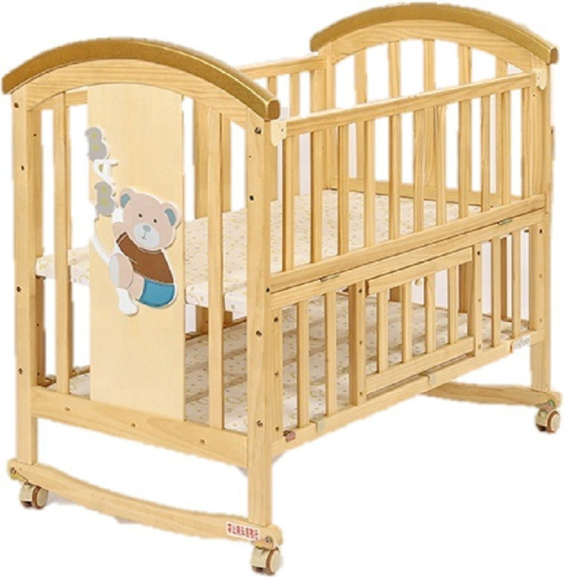 BabyTeddy BabyTeddy 9 in 1 Multifunctional Baby Crib, Baby Wooden Cot, Bed, Rocker/Swing,Convertible Desk and Kid's Sofa with Mattress and Mosquito Net (Natural).(Brown)