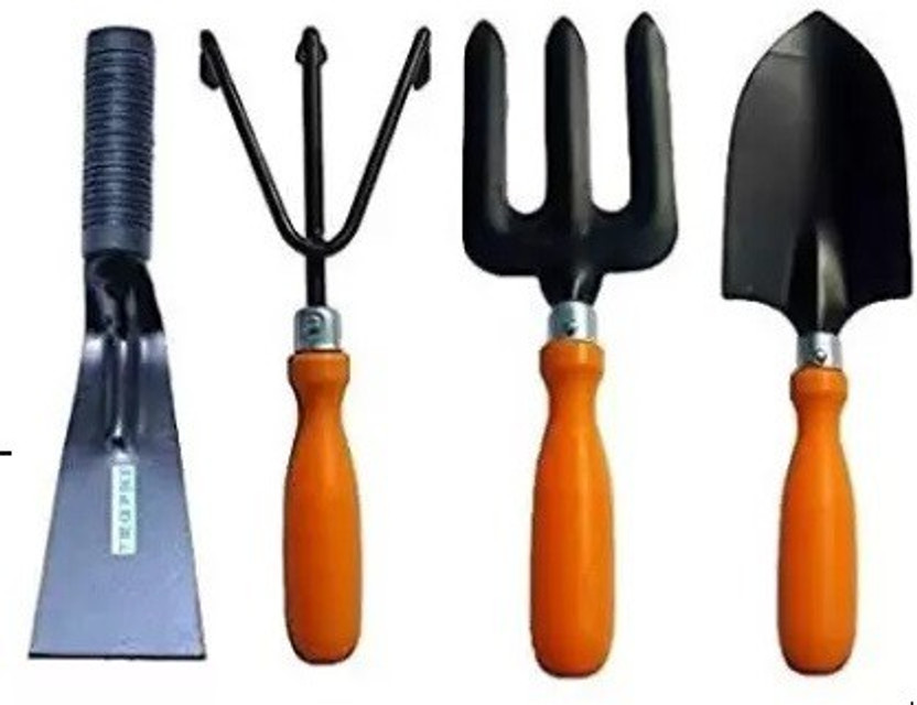 Green India Gardening Tools kit Cultivator, Fork, Trowel, khurpi 3inch Garden Tool Kit Garden Tool Kit(4 Tools)