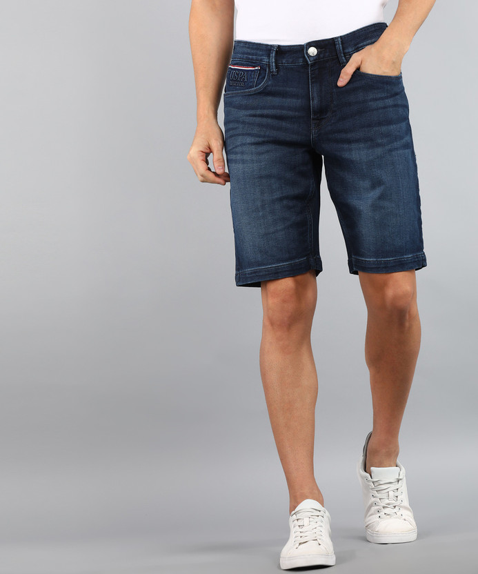 POLO ASSN. Solid Men Blue Denim Shorts 